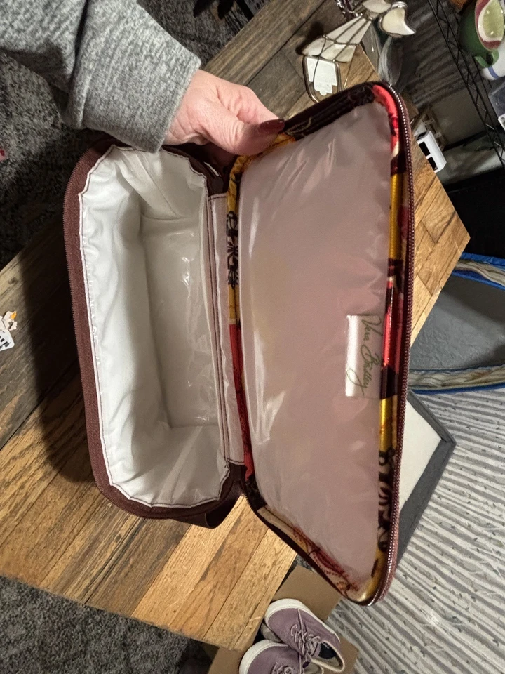 Fiambrera Vera Bradley Retro Años 70 Estampado Floral Marrón Amarillo Foto 4 de 4