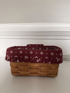 Longaberger MEDIUM KEY BASKET Leather Strap Hanging W/ Fabric Liner & Protector