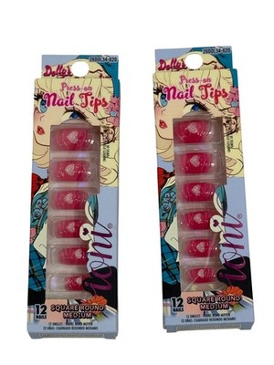 Ioni Dollys Adventure Press On Nail Tips 2 Pack Pink Heart Medium