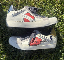 Zadig  Voltaire Unisex Low Top Lace-Up Sneakers Studded Heart Love