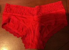 Vintage Hanky Panky Signature Lace Boyshorts Panties, Red , Size S