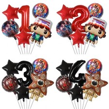 6pcs Stranger Things Dustin Foil Balloon set Age Number Birthday Party Decors