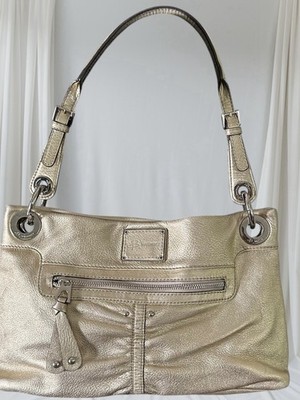 B. MAKOWSKY METALLIC GOLD  LEATHER PURSE HOBO SATCHEL BAG
