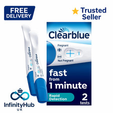 Image of Clearblue Rapid Detection Pregnancy Test 2 Pack|Fast Results 1 Minute | ORIGINAL