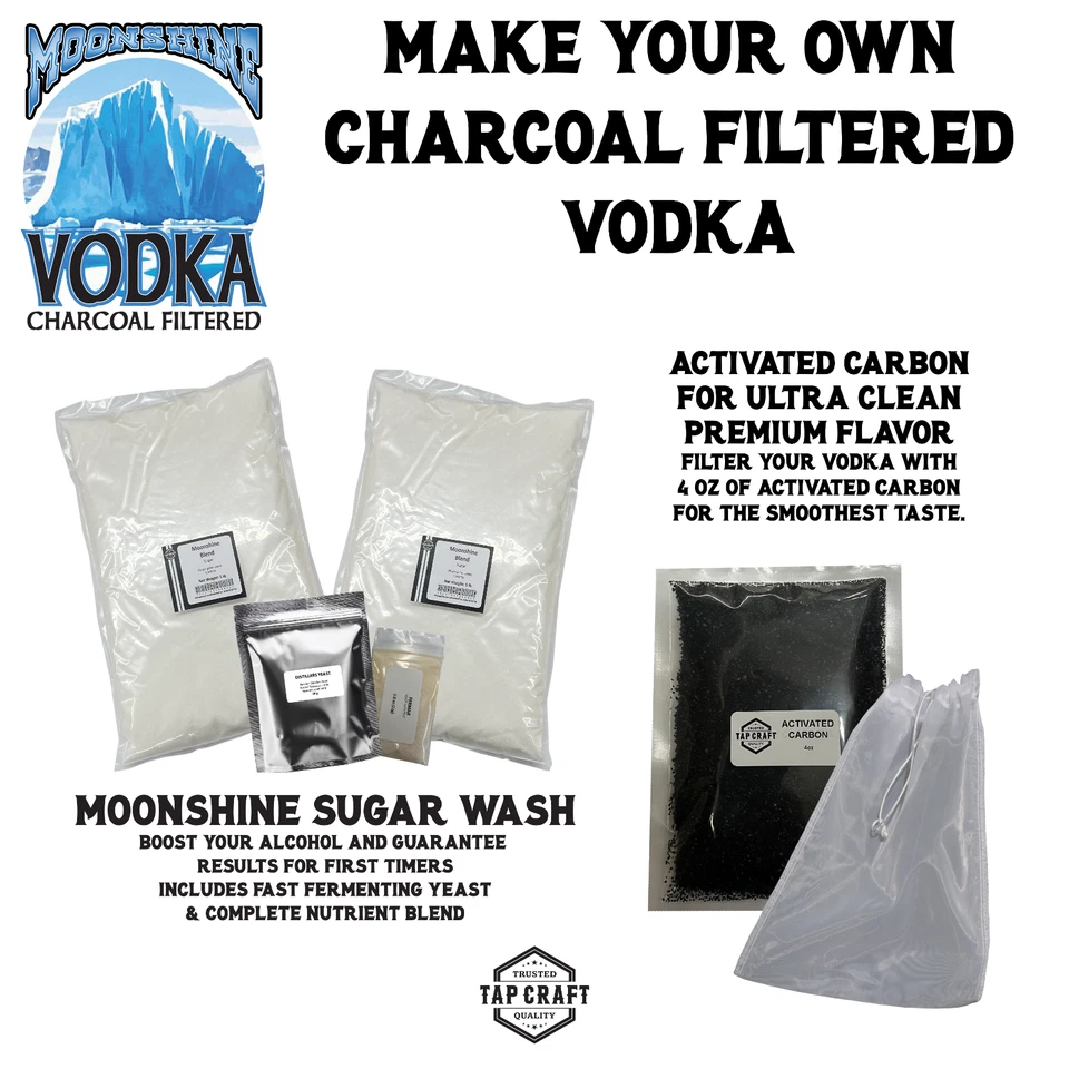TAPCRAFT Moonshine Vodka Recipe ingredient Kit Home Distilling 5 gal Sugar Wash - Image 2 of 4