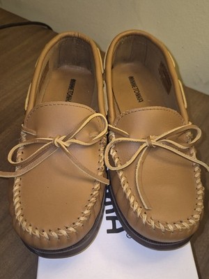 Minnetonka Camp Moc Moccasin Loafers Men 10 Brown Leather Casual Slip-on Shoes