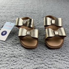 Cat Jack Sandals Girls Toddler Size 6 Gold Ruby Bow Strappy Summer New