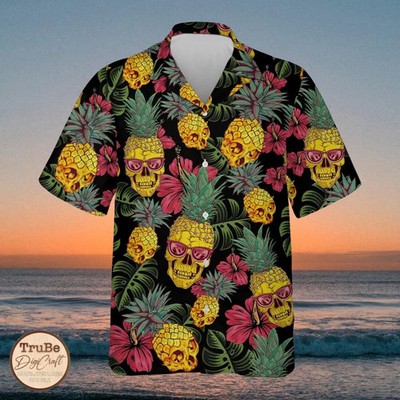 Pineapple Skull Hawaiian Shirt Tropical Aloha Shirt