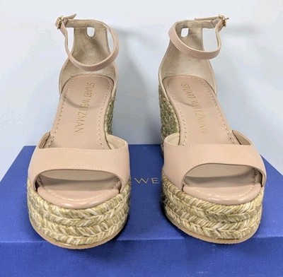 Stuart Weitzman Nudistia Espadrille Wedge Women's 8.5B Adobe Leather NEW in Box