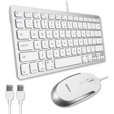 Macally USB Wired Keyboard and Mouse Combo for Mac and PC - Save Space with a...