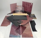 Stained Glass Lot - Purple Violet Ripple Clear Panel Sheet Pieces Swirl Mix