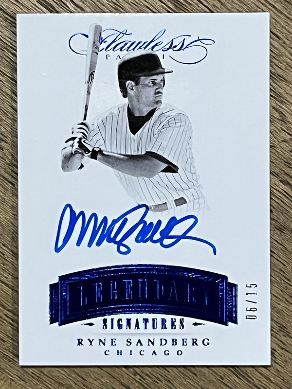 2017 Panini Flawless Ryne Sandberg Sapphire /15 Ryno Sandberg Beginnings Auto