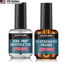 Morovan Nail Prep Dehydrate and Primer 0.5 Fl Oz Pack of 2 , Clear