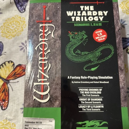 New ListingFactory Sealed THE WIZARDRY TRILOGY FOR COMMODORE 64 128 BY SIR-TECH 🕹️