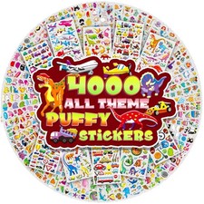 4000 Colorful 3D Puffy Stickers for Kids - 80 Sheets of Fun Creativity