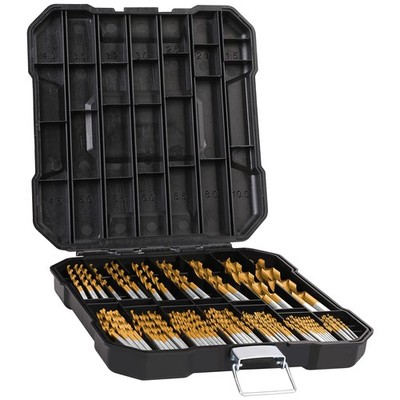 Metric 99 Pieces Titanium Twist Drill Bit Set, 135° Tip High Speed Steel, Siz...