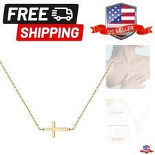 Cross Necklace for Women: 14K Gold Plated Layered Cross Pendant - Dainty Gold...