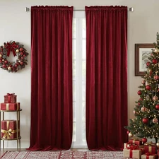 Stangh Theater Red Velvet Curtains Christmas Curtains Super Soft Thermal Insulat