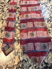 Vintage Chaps Ralph Lauren Silk Men's Necktie Red Geometric Made In USA