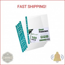 100 Pack Sheet Protectors for 3 Ring Binder 8.5 x 11 Clear Paper Sleeves Protect