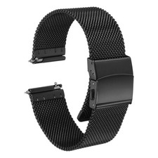 Stainless Steel Mesh Watch Band 20mm Quick Release Watch Strap Black