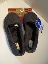 NWT Dearfoams Size Medium 7-8 Wide Width Black Memory Foam Slippers Gel Infused