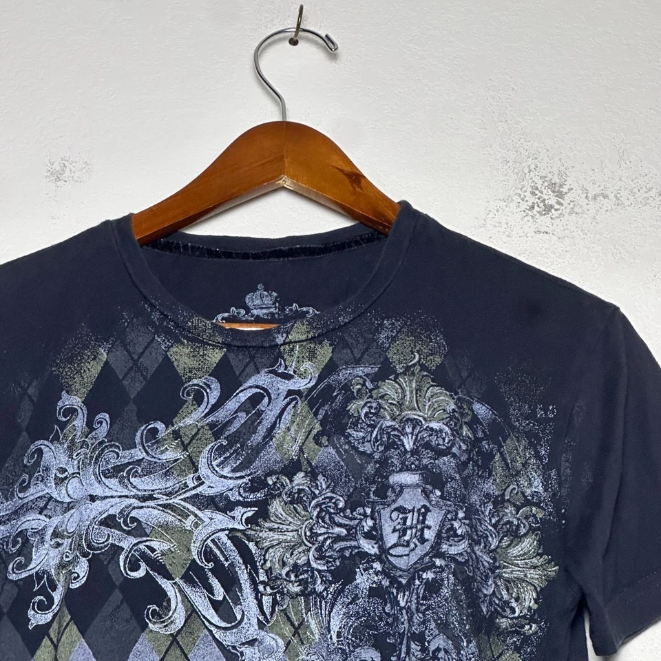 Camiseta Gráfica Helix Hombres L Y2K Punk Argyle Vancoulosa Negra Cuadros Punk Foto 3 de 4