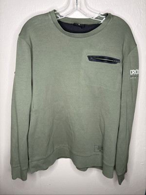 Reebok CrossFit Olive Green Crewneck Sweatshirt Utility Zip Pocket Men's Large-1