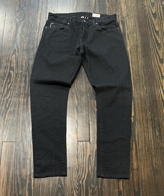 Todd Snyder Button Fly Selvedge Jeans Men s 33 x 32 Tapered Black Cotton 