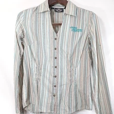 Harley Davidson women’s small Button Down Shirt Striped.