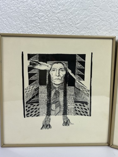 Set of 2 Framed American Indian Southwestern Art Metal Frames Heavy - Picture 3 of 10