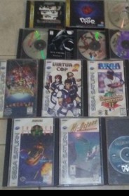 SEGA Saturn V2 Black Console w/ game lot, light guns, Replay & 8MEG carts TESTED