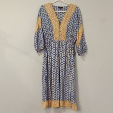 J Crew Dress Midi Block Print 3/4 Sleeve size XS