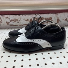 Brentano Spectator Shoes Men’s Size 8.5 Wingtip Leather Matte Black and White