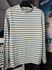 YMC You Must Create Stripe Manica Lunga Y2K Blu Crema Designer made in France