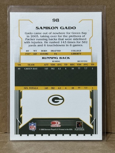 Samkon Gado 2006 Score Super Bowl XLI Embossed Logo #98 SSP 1/1 Masterpiece - Picture 2 of 2
