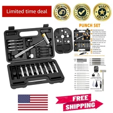 34-Piece High Quality Pin Punch Set with Detachable Hammer & Bench Block