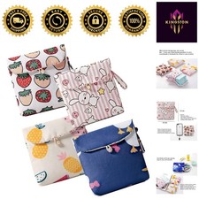 4 Pcs Cute Cotton Sanitary Napkin Bags - Stylish Washable Organizer for Women