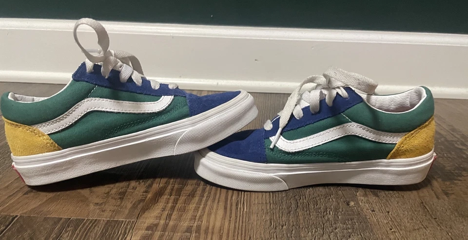 Vans Yacht Club Off The Wall Gamuza AzulVerde AmarilloRojo Zapatos EE. UU. Niños 1.5 Unisex Foto 2 de 4