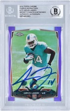 Jarvis Landry Dolphins Signed 2014 Topps Chrome Purple Refractor BAS Rookie Card. rookie card picture