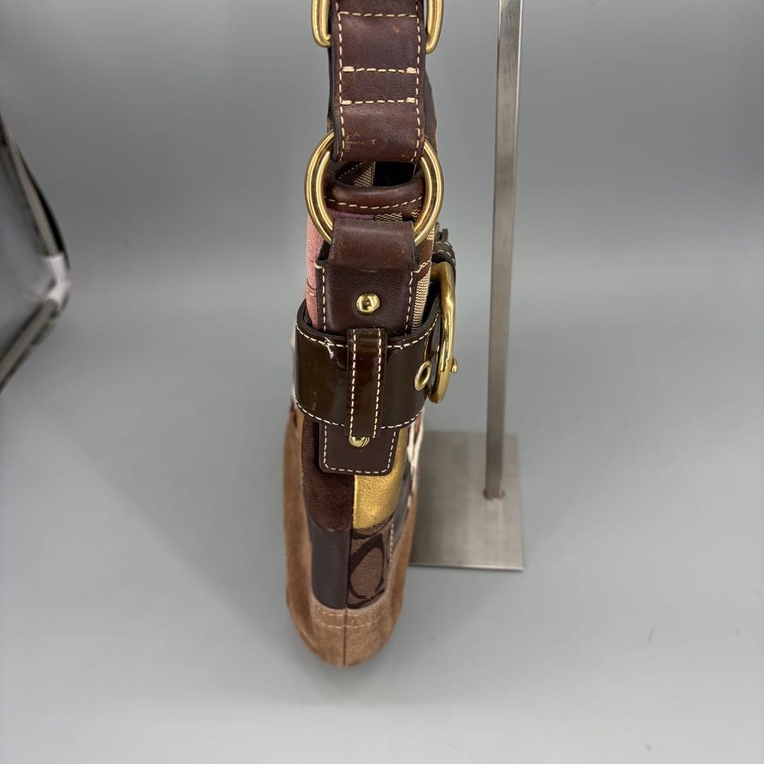 Coach Patchwork Shoulder Bag Multi-color Leather … - image 4