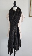 Vtg Genuine Brown Mink Fur Stole/Scarf w/ Mink Tail Tassels 78"Lx15"W Luxurious