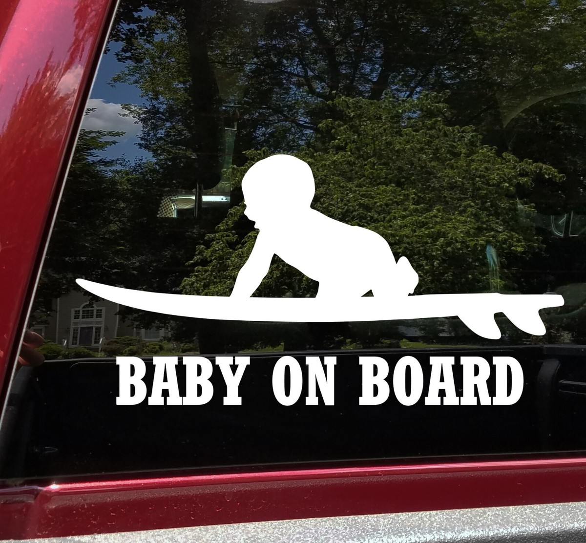 Autocollant Bébé à Bord « Baby Surfer On Board » - Décoration Voiture - Longueur 20 Cm - Vinyle Adhésif Qualité