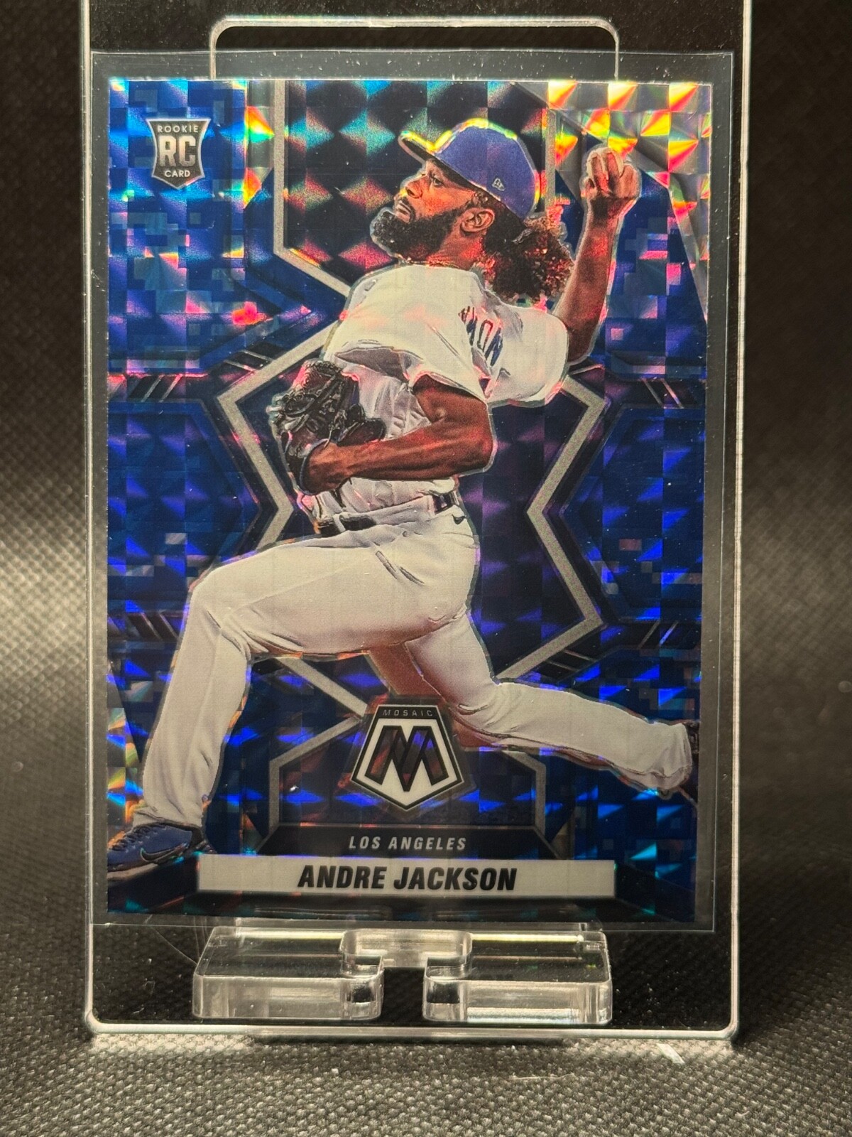 2022 Panini Mosaic - Rookies Andre Jackson #228 (RC) Blue Camo Mosaic Prizm
