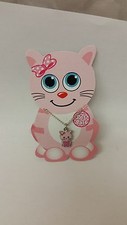Girls Silver 16 Inch Chain Necklace With Pink Kitten Pendant By Pet Pals