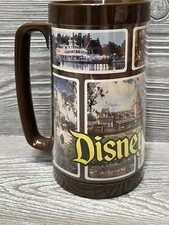Vintage 1970’s Disneyland Thermo Serv Mug Cup Brown with Photos Made In USA