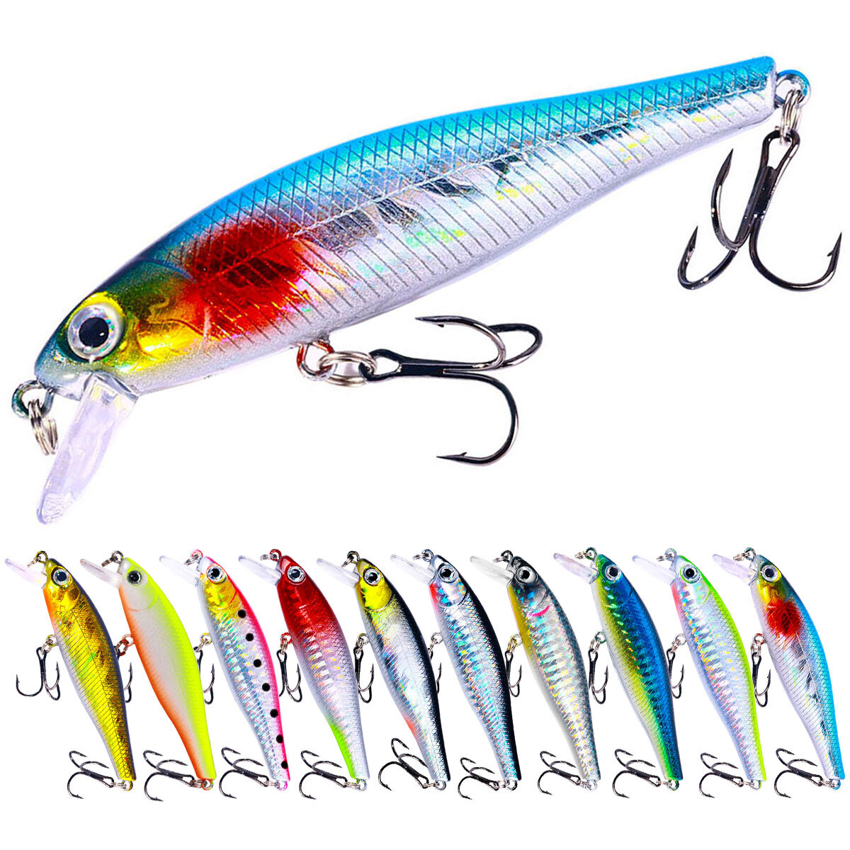 10PCS Fish Bait 8.8cm/9g Minnow Fishing Lure Hook Tackle 10PCS Fish Bait 8.8cm/9g Minnow Fishing Lure Hook Tackle