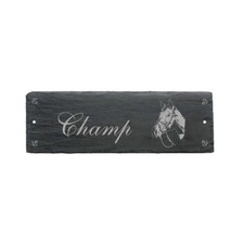 Pferdebox Schild « QUARTER HORSE » aus Schiefer - 22x8cm - Pferdestall Reiterhof