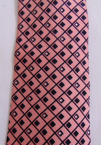 Men's Necktie Stafford 100% Silk Pink with Blue 56" Made in Italy #50 - Picture 2 of 4