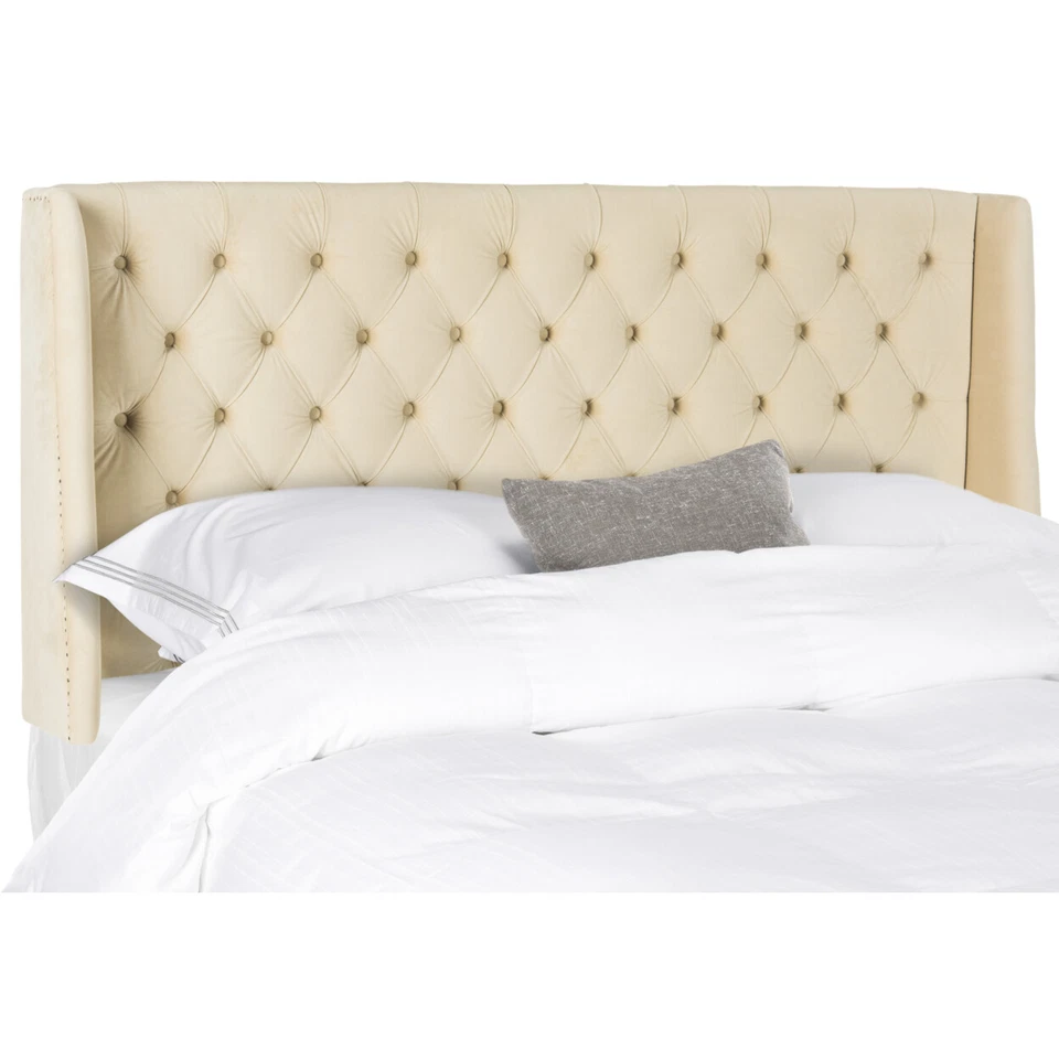 SAFAVIEH London Winged Headboard Flat Nail Head | Buckwheat | Full | - Image 4 of 4